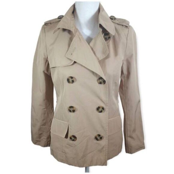 FOREVER 21 KHAKI COAT SZ.S GUC.  GORGEOUS JACKET IN GOOD USED CONDITION. - Picture 2 of 6